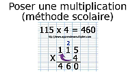 Poser une multiplication, la méthode scolaire