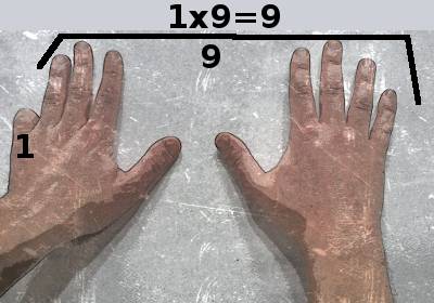 9 x 1 avec les doigts et les mains