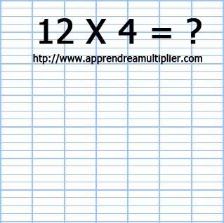 Poser une multiplication à 1 chiffre 12 x 4 (étape 1)