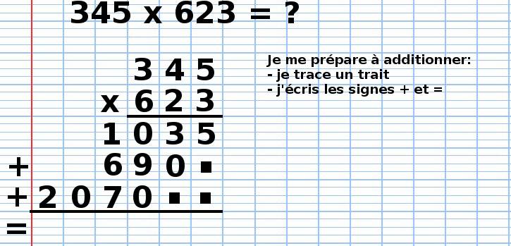 poser une multiplication 345x623, étape 13