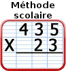 Multiplications, méthode scolaire