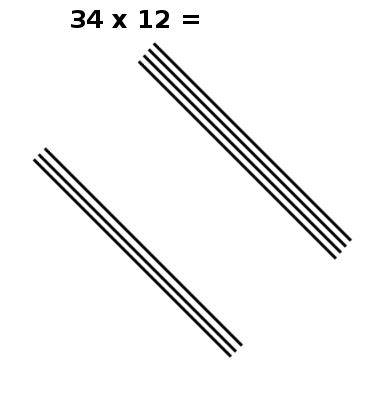 multiplication en ligne, 34x12, étape 1