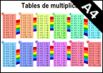 tables de multiplication à imprimer, arc en ciel A4