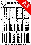 tables de multiplication à imprimer, cœurs A3