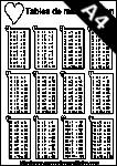 tables de multiplication à imprimer, cœurs A4