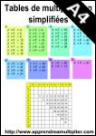 Tables de multiplication simplifiées à imprimer, format A4